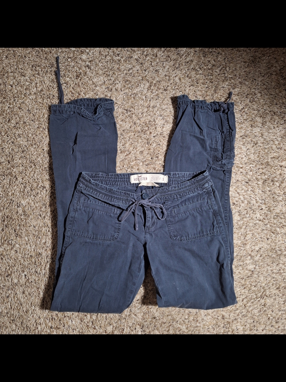 Vintage Hollister Cargo Pants Y2K Utility Drawstring Ankle Jogger Style - Size S